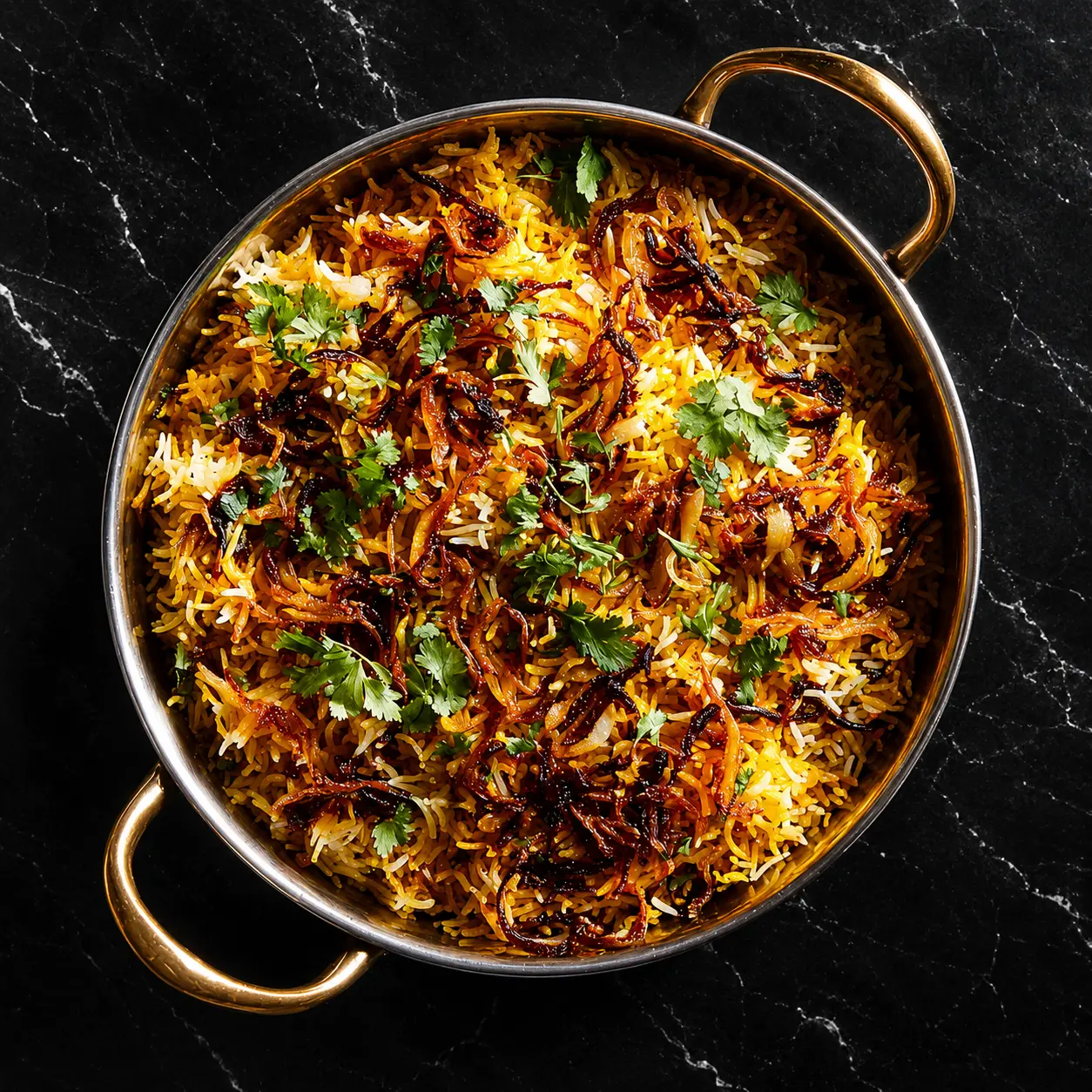 Hybrid dum biryani at The Biryani Room Calgary — Hyderabadi dum technique with Kolkata aromatic spices
